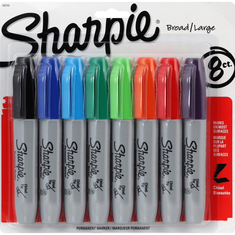 Sharpie Permanent Markers, Chisel Tip, Assorted Colors (8 each