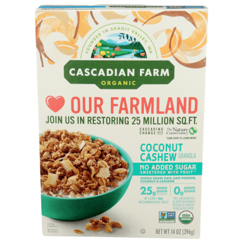 Cascadian Farm Organic Granola, No Added Sugar, Coconut Cashew (14 oz) Instacart