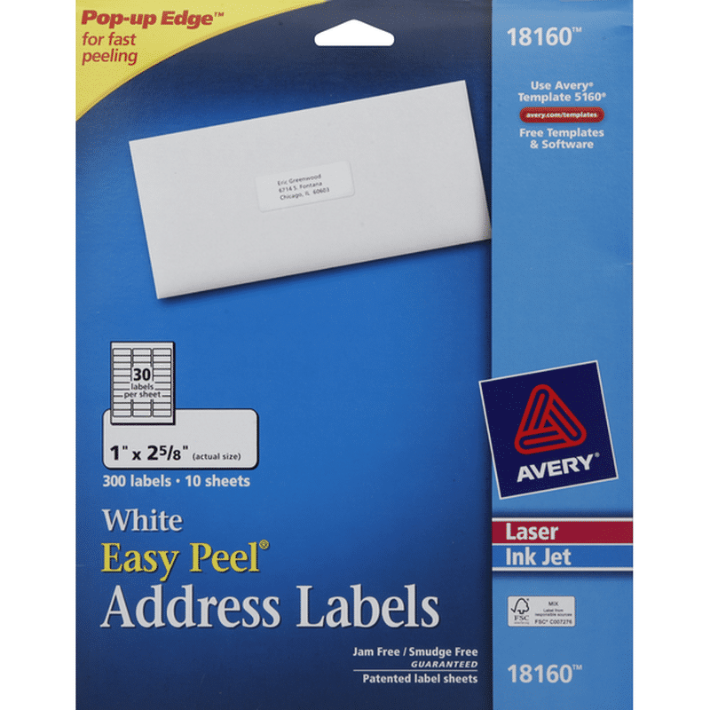 Avery Address Labels, Easy Peel, White (300 each) - Instacart