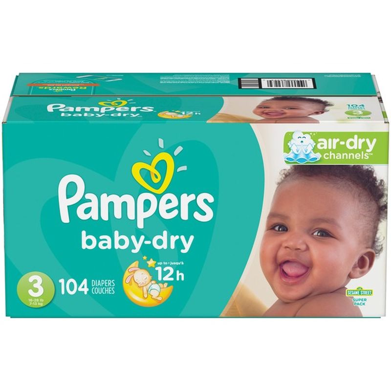 Pampers Baby-Dry Diapers Size 3 (104 ct 