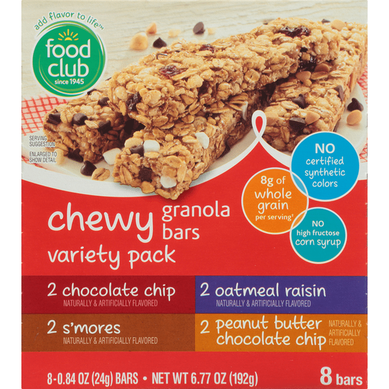 Food Club Granola Bars, Chewy, Variety Pack (8 each) Instacart
