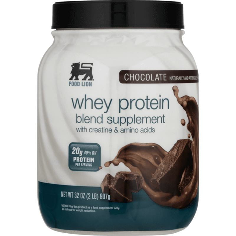 Food Lion Whey Protein, Blend Supplement, Chocolate, Jar (32 oz