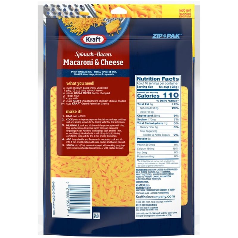 Kraft Shredded Sharp Cheddar Natural Cheese (16 oz) from ...