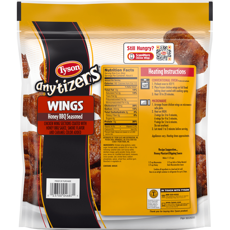 Tyson Honey BBQ BoneIn Chicken Wings Frozen (22 oz) Instacart