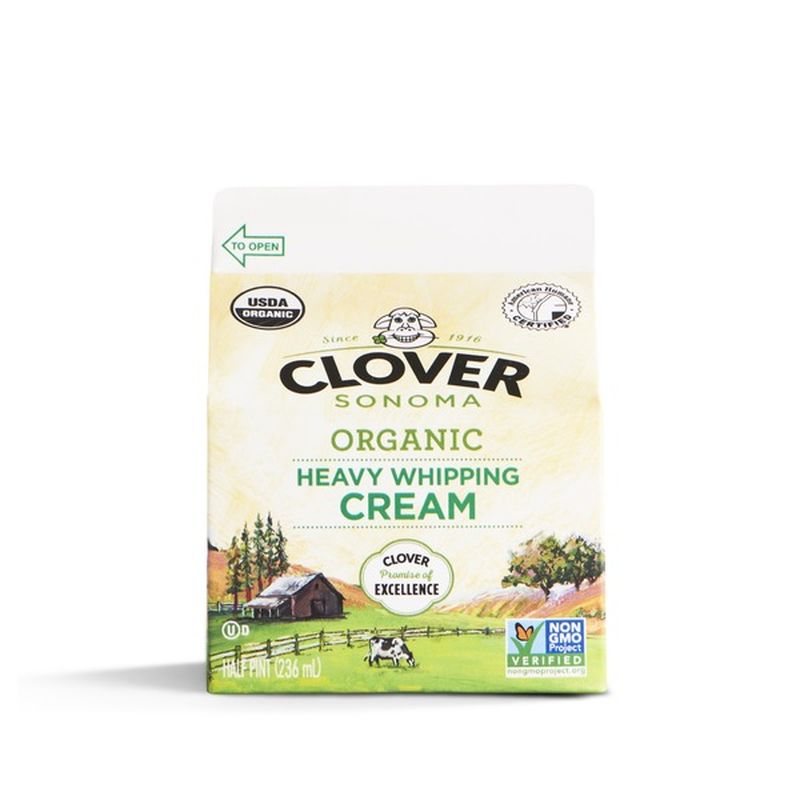 Clover Sonoma Organic Heavy Whipping Cream Half Pint 8 Oz Instacart