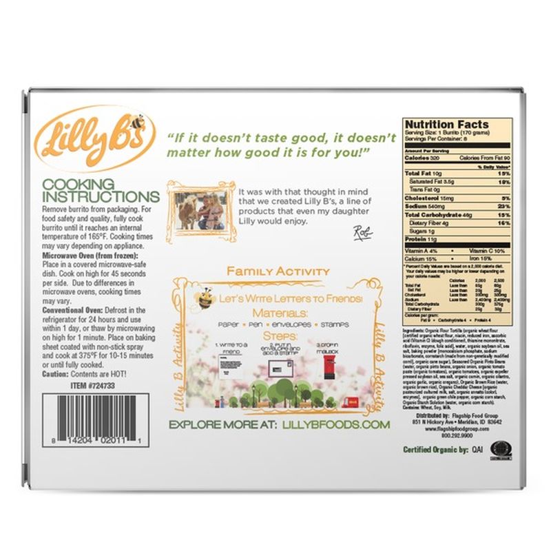 Lilly B's Organic Beans Rice & Cheese Burritos (6 Oz) - Instacart