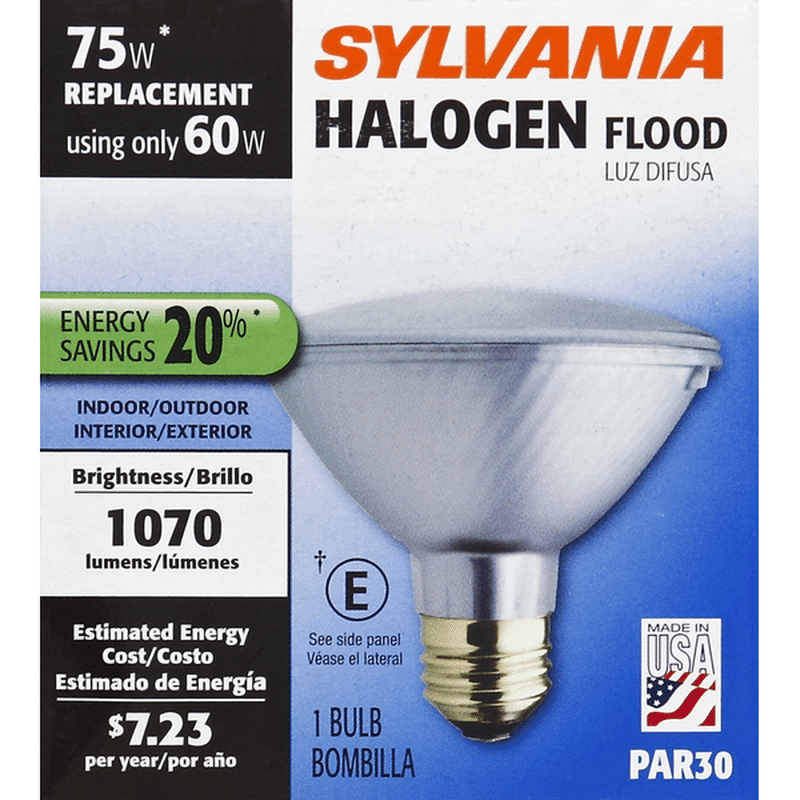 Sylvania Light Bulb, Halogen, Flood, Indoor/Outdoor, 60 Watts (1 each