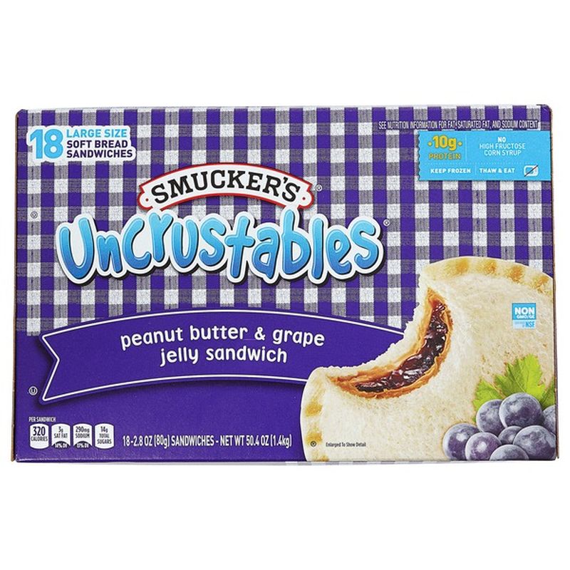 Smucker's Uncrustables Peanut Butter & Grape Jelly Sandwich (18 ct