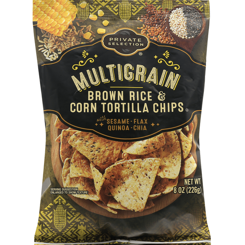 Private Selection Tortilla Chips, Brown Rice & Corn, Multigrain (8 oz