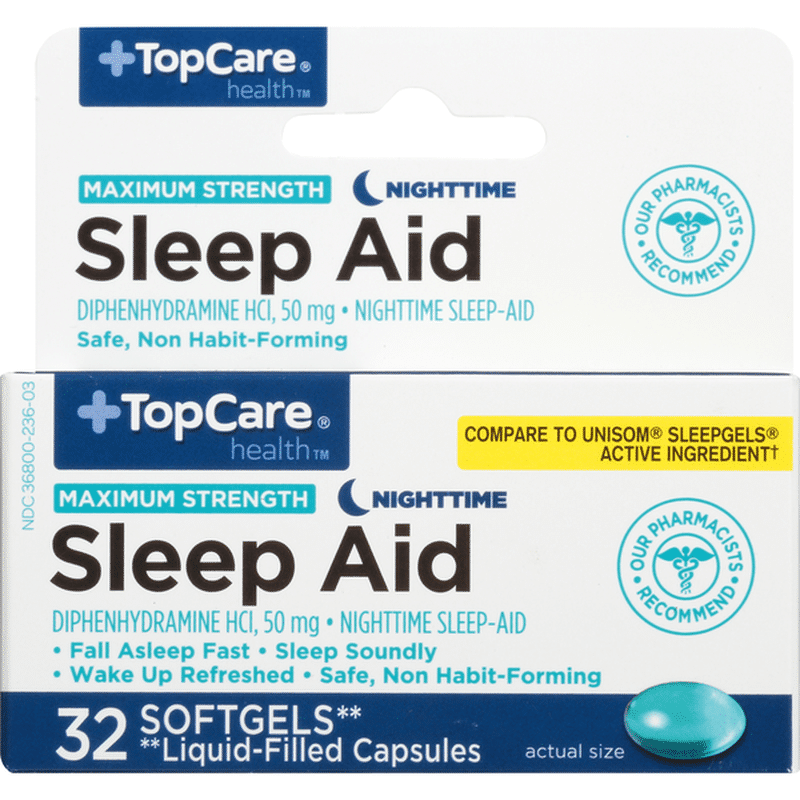 Top Care Diphenhydramine Hcl, 50 Mg Nighttime SleepAid LiquidFilled