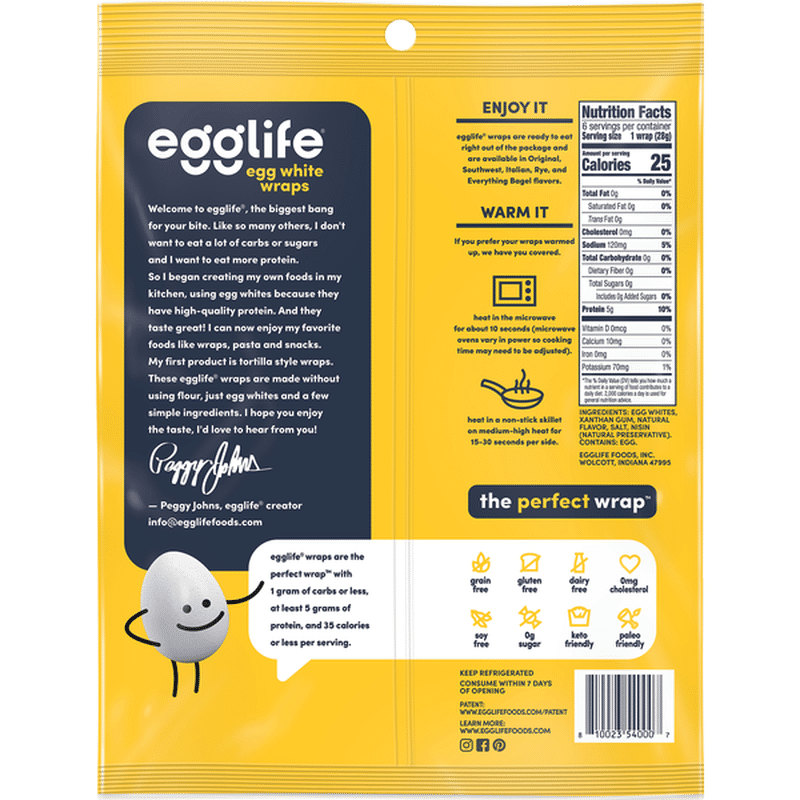 Egglife Foods Egg White Wraps, Original (6 each) Instacart