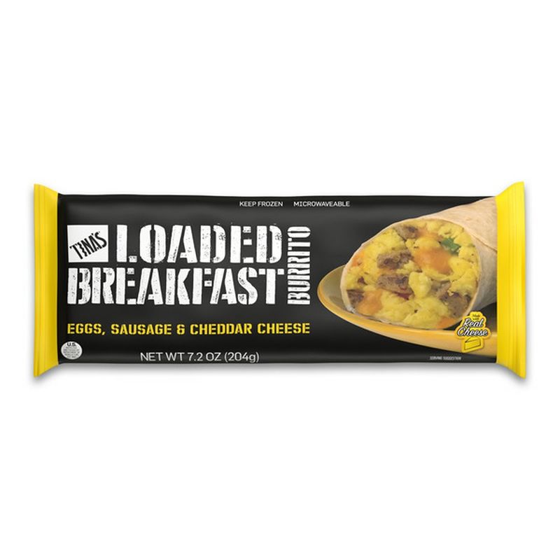 Tina's Eggs, Sausage & Cheddar Cheese Loaded Breakfast Burrito