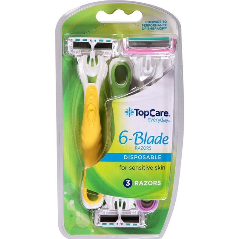 Top Care Razors, 6Blade, Disposable (3 each) Instacart