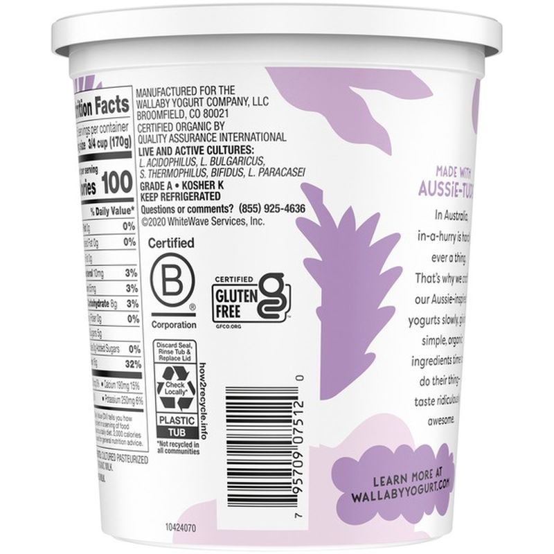 Wallaby Organic Greek Plain Nonfat Yogurt (32 oz) Instacart