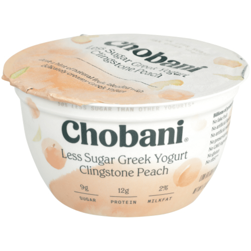 Chobani Less Sugar Clingstone Peach LowFat Greek Yogurt (5.3 oz