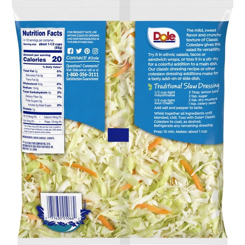 Dole Coleslaw, Classic (14 oz bag) Instacart