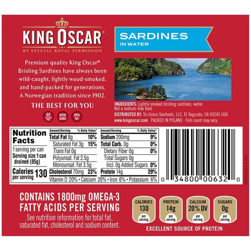 King Oscar Sardines in Spring Water (3.75 oz) from Publix Instacart