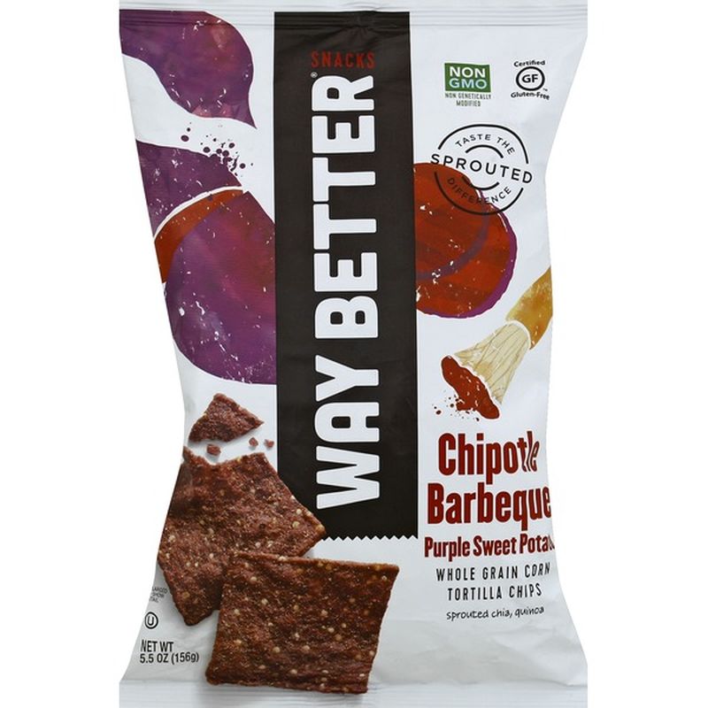 Way Better Snacks Tortilla Chips, Whole Grain Corn, Purple Sweet Potato