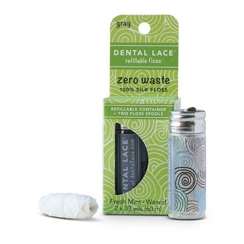 Dental Lace Gray Zero Waste Silk Dental Floss Refillable ...