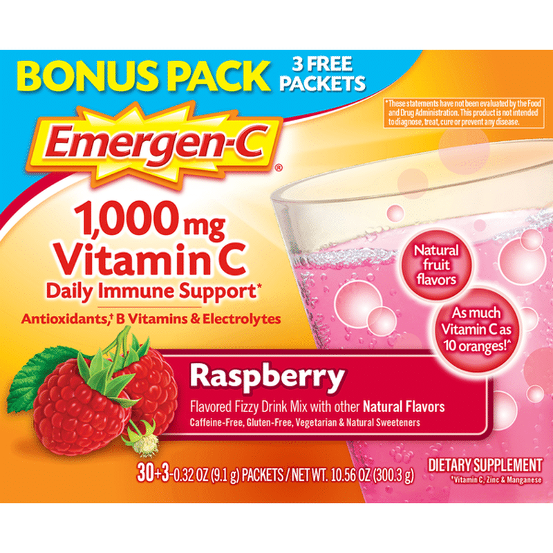 Emergen C Vitamin C 1000 Mg Raspberry Bonus Pack 33 Each Instacart