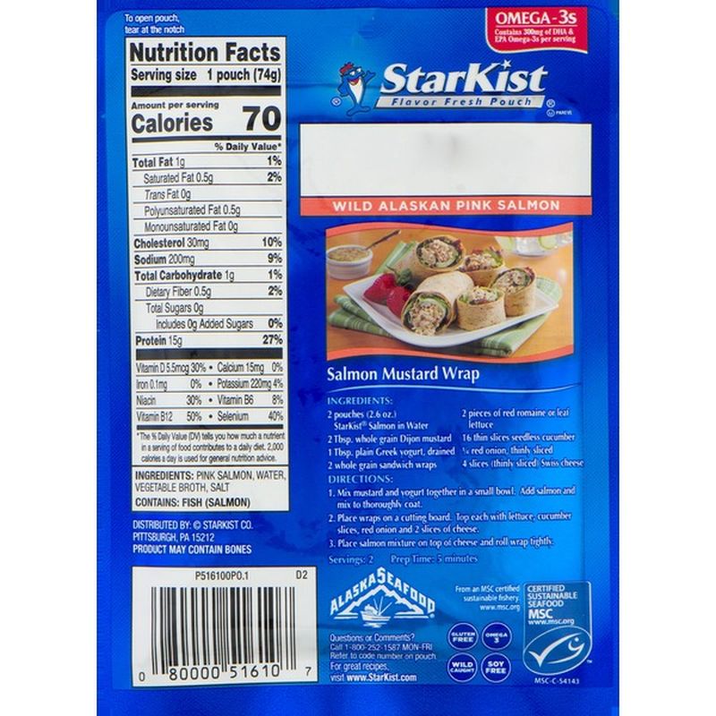 StarKist® Wild Pink Salmon Boneless, Skinless 2.6 oz Pouch (2.6 oz