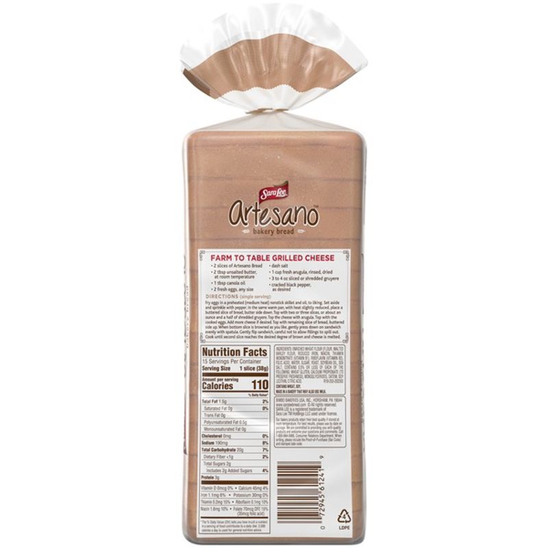 Sara Lee Artesano Original Flavor Bakery Bread (20 oz) Instacart