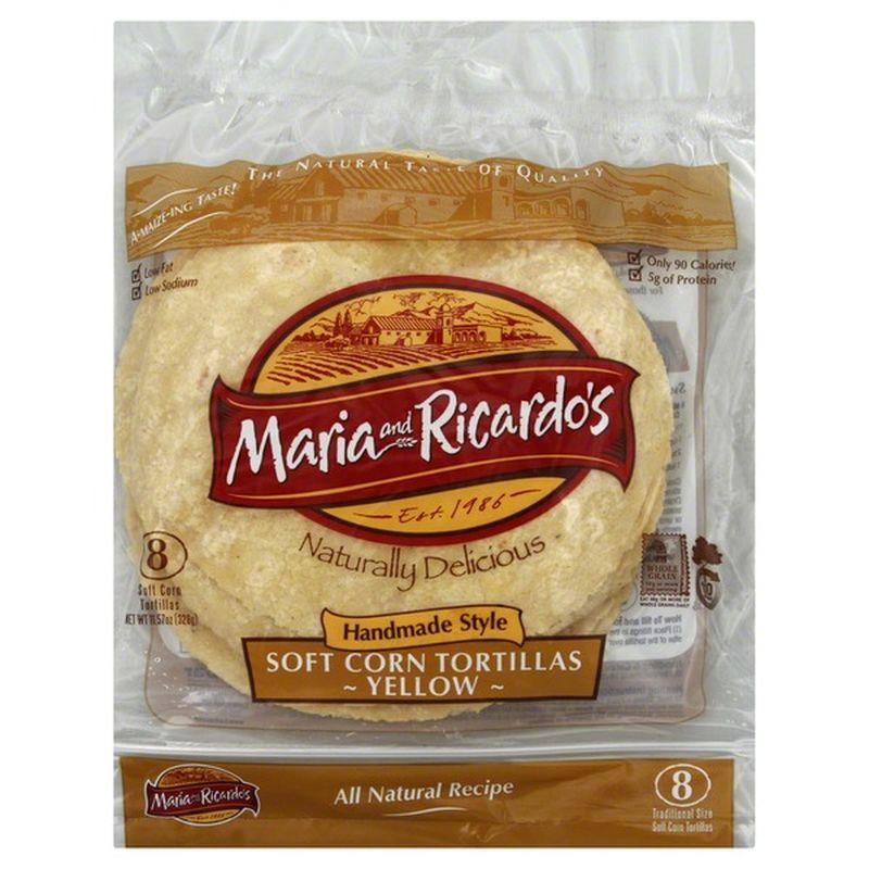 Maria And Ricardos Tortillas, Soft Corn, Yellow, Handmade Style