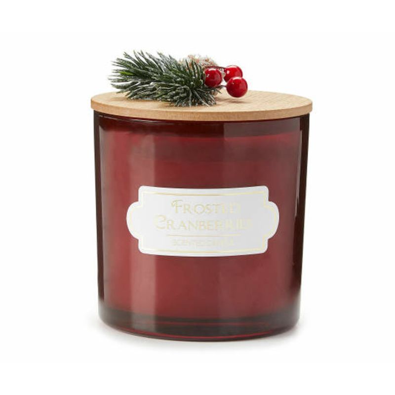 Winter Wonder Lane Frosted Cranberries Jar Candle Red & White (14 oz