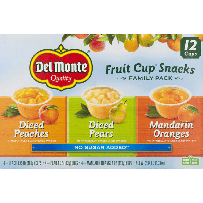 Del Monte No Sugar Added Variety Pack Plastic Fruit Cup Snacks (48 oz