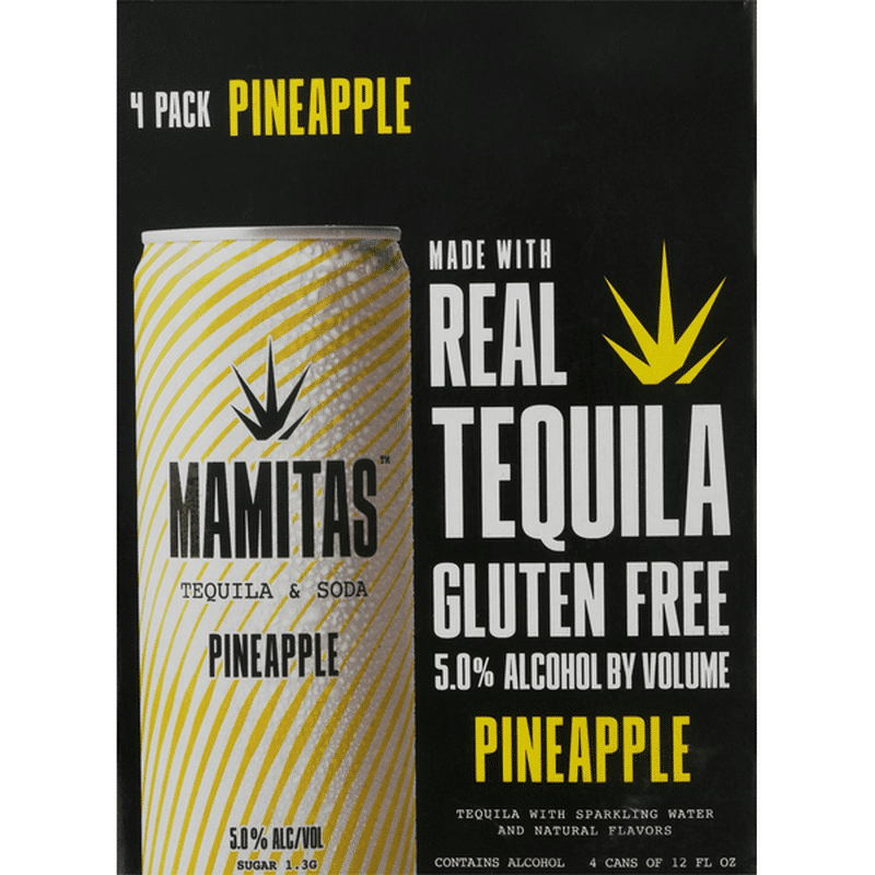 Mamitas Tequila & Soda, Pineapple, 4 Pack (12 fl oz) Delivery or Pickup