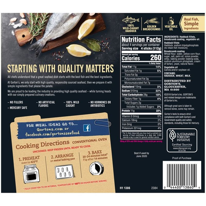 Gorton's Classic Crunchy Breadcrumbs Haddock Fish Sticks (14.6 oz) Instacart