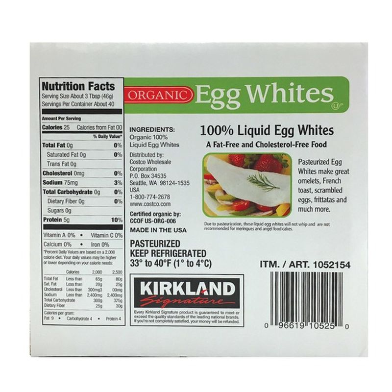 Kirkland Signature Organic Egg Whites, 4 x 16 oz (16 oz) from Costco