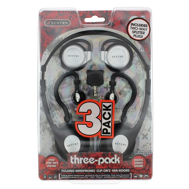 Sentry Pro Folding Headphones, Earhooks & Clip On Earphones