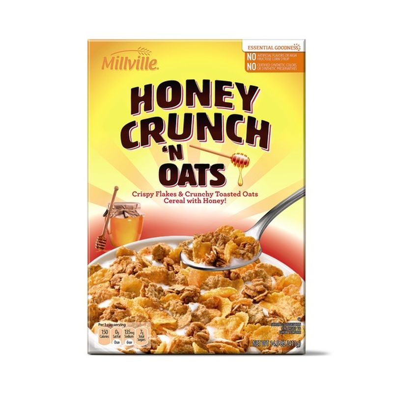 Millville Honey Crunch N Oats Crispy Flakes Crunchy Toasted Oats Cereal With Honey 18 Oz Instacart