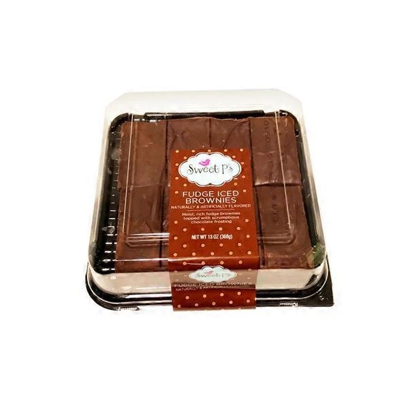 Sweet P's Moist, Rich Fudge Iced Brownies Topped With Scrumptious