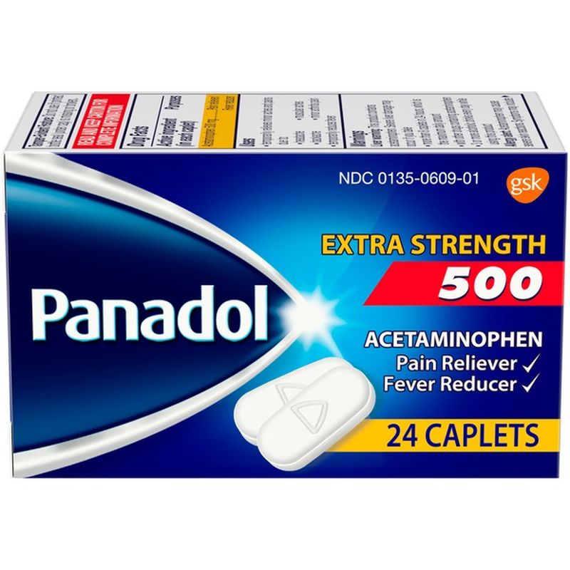 Panadol Extra Strength 500 Caplets Pain Reliever/Fever Reducer (24 Ct ...