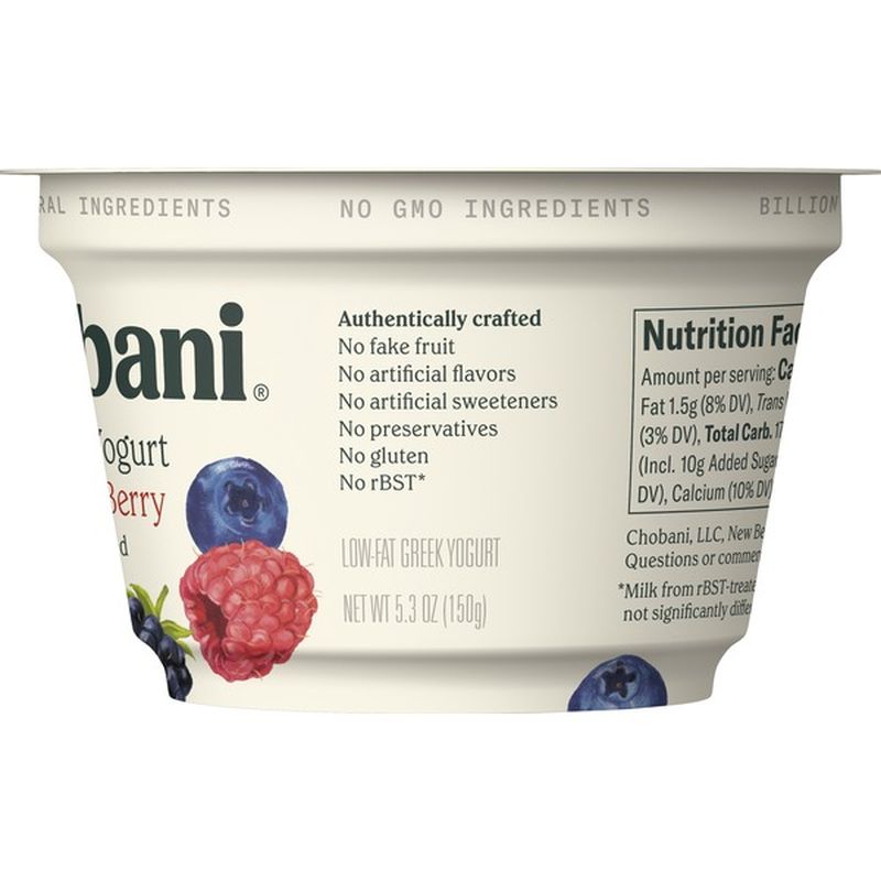 Chobani Yogurt, LowFat, Mixed Berry, Greek (5.3 oz) from Safeway