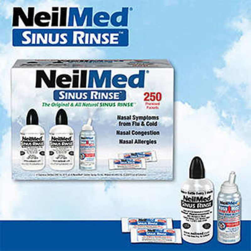 NeilMed Sinus Rinse Kit 2 Bottles, 1 Spray, 250 Pre Mixed Packets (1