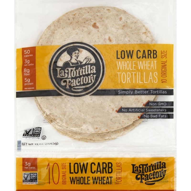 La Tortilla Factory Low Carb Whole Wheat Tortillas Original Size 10