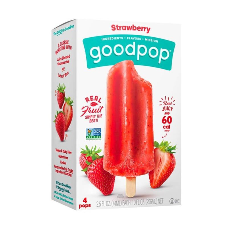 GoodPop Strawberry 4-Pack (2.5 fl oz) - Instacart