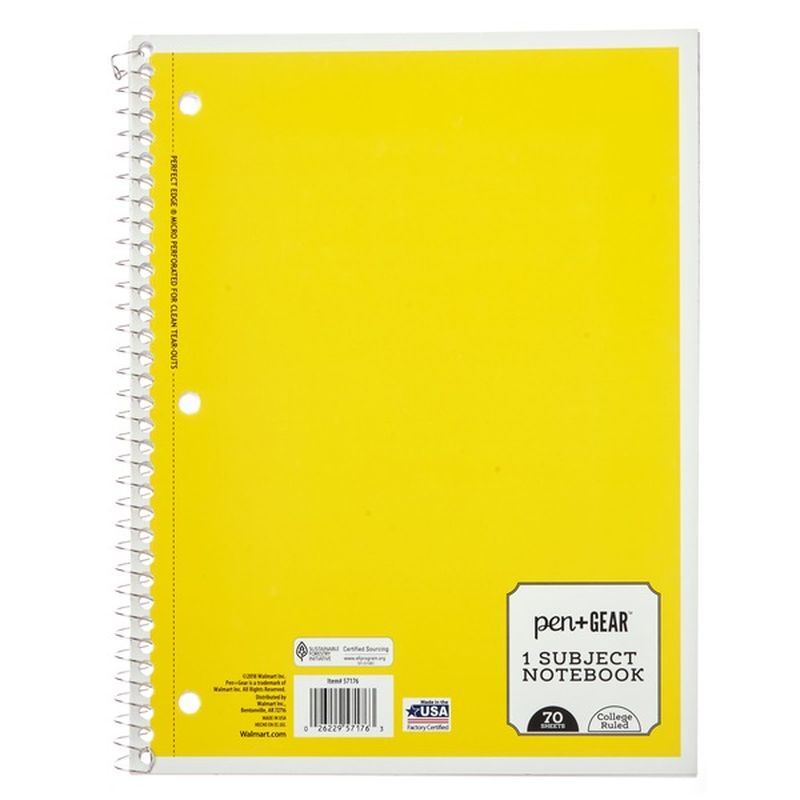 Pen Gear Yellow 70 Pages College Ruled 1 Subject Spiral Notebook Each Delivery Or Pickup Near Me Instacart