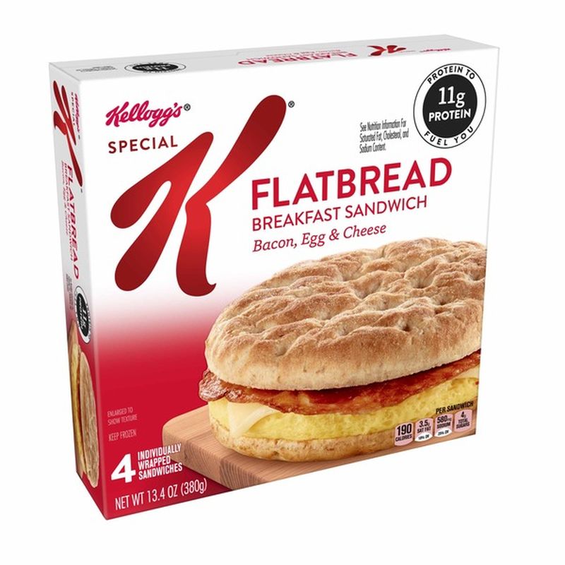 Kelloggs Special K Flatbread Breakfast Sandwiches Bacon Egg And Cheese 134 Oz From Safeway 5885