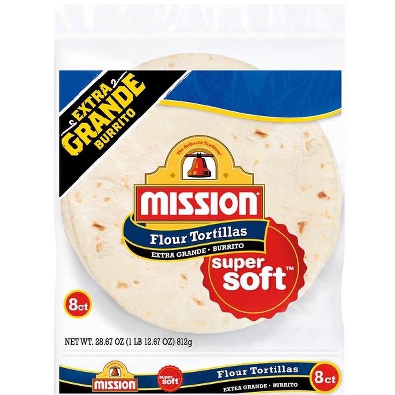 Mission Super Soft Extra Grande Burrito Flour Tortillas (8 each
