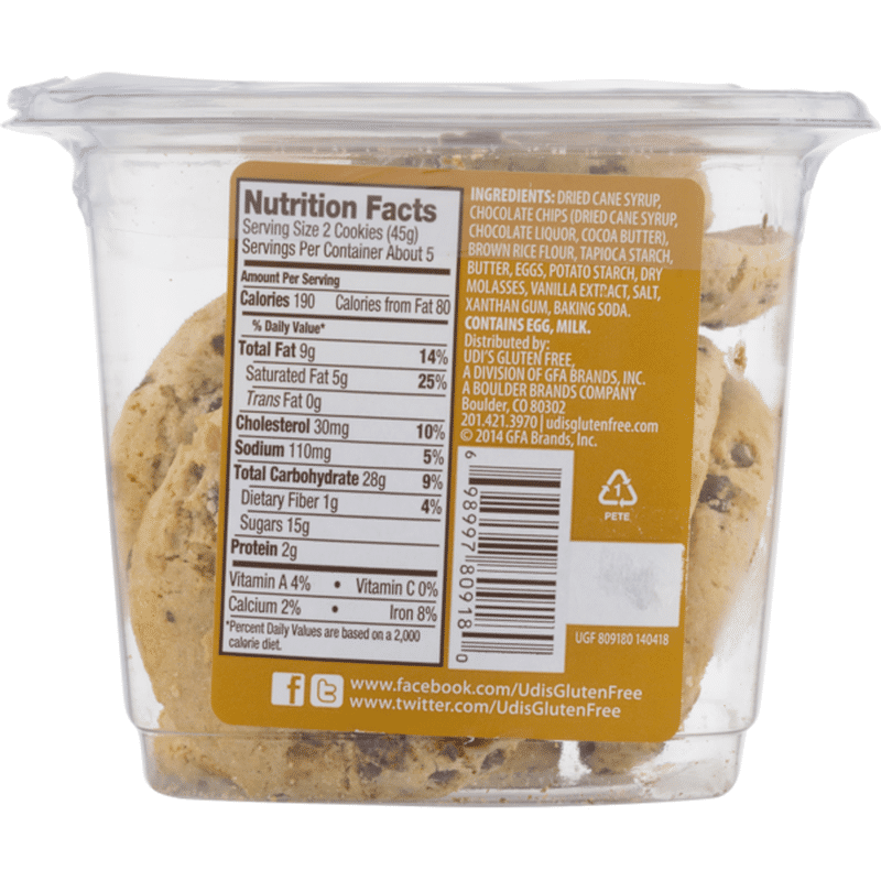 Udi's Gluten Free Soft & Chewy Chocolate Chip Cookies (8 oz) Instacart