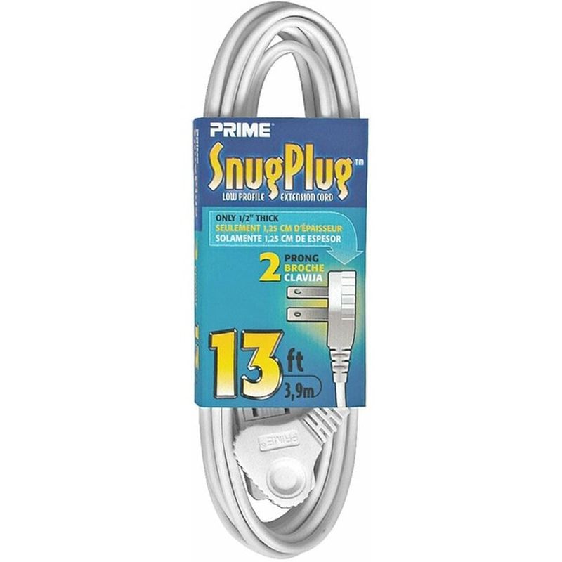 Prime Wire & Cable Snug Plug 3 Outlet Low Profile Extension Cord Spt 2 16/2 White