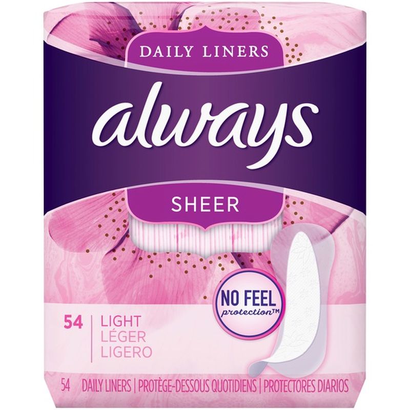Always Daily Liners, Unscented, Wrapped, Light (54 ct) Instacart