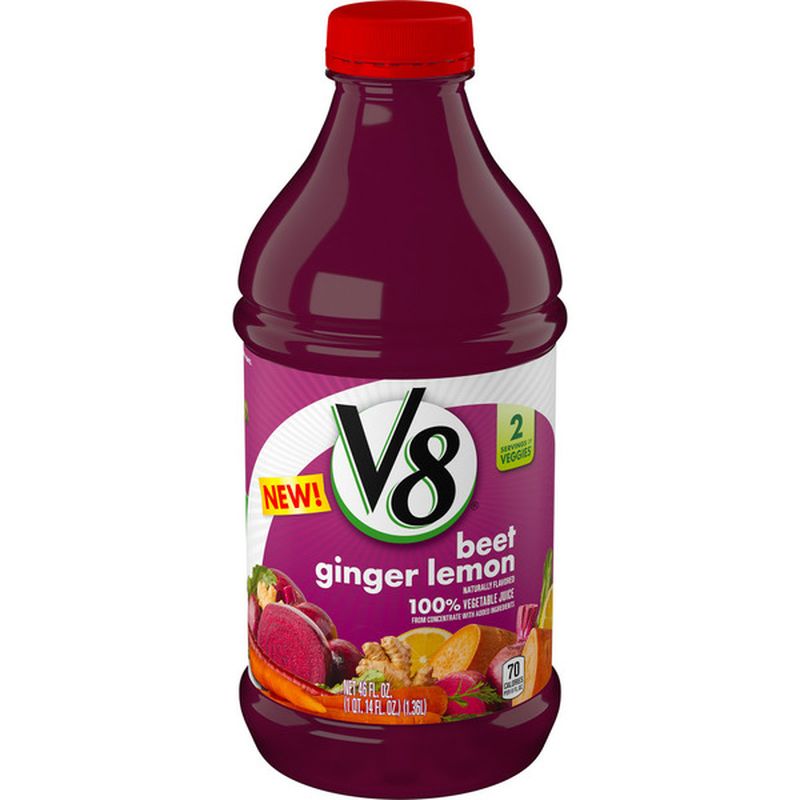 V8® Juice, Beet Ginger Lemon Juice, 100% Vegetable Juice, Healthy Plant