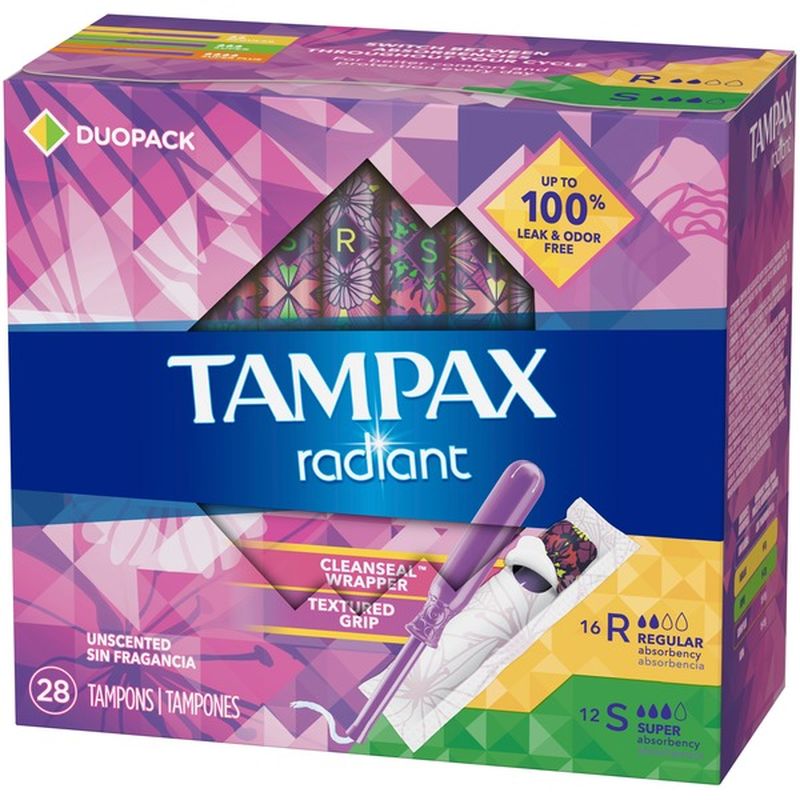 Tampax Tampons Duo Pack, Regular/Super Absorbency (28 ct) Instacart