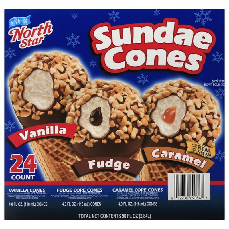 Northstar North Star Sundae Cones, Vanilla, Fudge, Caramel, Box (24 ct