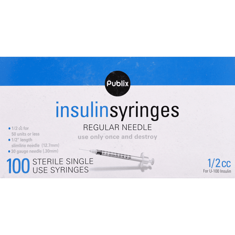 Publix Insulin Syringes Regular Needle 1 2 Cc 100 Each Instacart